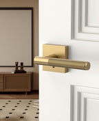 Asidrama 4 Pack Champagne Bronze Privacy Door Handles,Door Lever with Door Knobs Indoor for Bedroom or Bathroom, Heavy Duty Door Handles Interior with Locks for Left Right Sided Doors