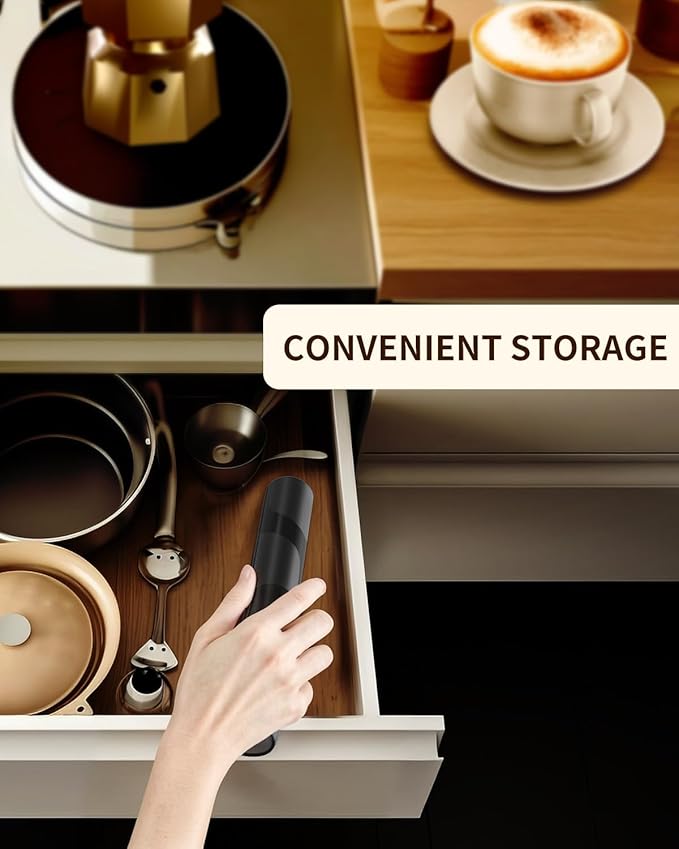 CIRCLE JOY Portable Milk Frother Hanheld, Battery Operated Electric Coffee Frother Wand Drink Mixer for Matcha Lattes Cappuccino, Kitchen Gifts, Black