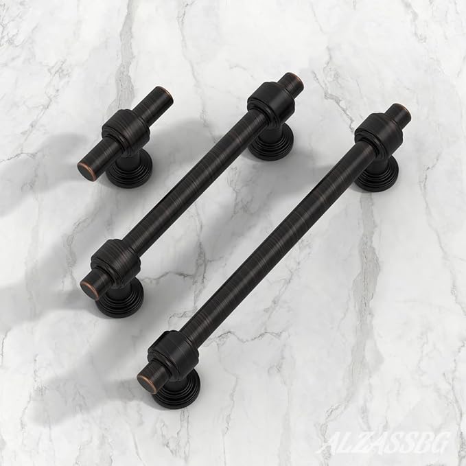 Alzassbg 10 Pack Oil Rubbed Bronze Cabinet Pulls, 7-1/2 Inch(192mm) Hole Centers Cabinet Handles Kitchen Hardware Straight Bar for Cabinets and Drawer AL3505ORB