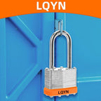 Padlocks with Same Key, LQYN 6 Pcs Laminated Keyed Padlock (1-9/16", 40mm), Keyed Alike Locks, Long Shackle, for Storage Locker, Hasp Latch, Toolbox, Sheds