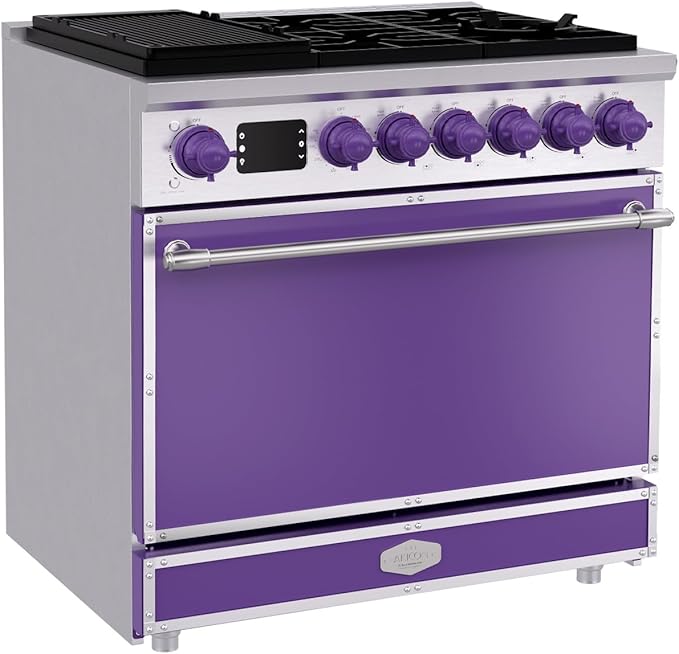 Akicon 36" Freestanding Gas Cooktop Oven Combo, Features 6 Sealed Burners, 5.2 Cu.ft Rapid Convection Oven, Convertible Fuel (NG/LP), Durable Cast Iron Grating (DPSDPSB3)