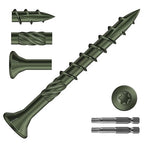 #8 x 1-5/8" Deck Screws (924Pcs) 6lb. Carbon Steel, Green, Flat Head, Rust Resistant epoxy Coated, with T25 Star Bit