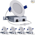 HALO 4 inch LED Recessed Ceiling Light 4-Pack Canless Dimmable with Selectable Lumens and Selectable Color Temperature 2700K-5000K Indoor Outdoor Wet Location Airtight Ultra Slim HLB4LSFS5-4PK