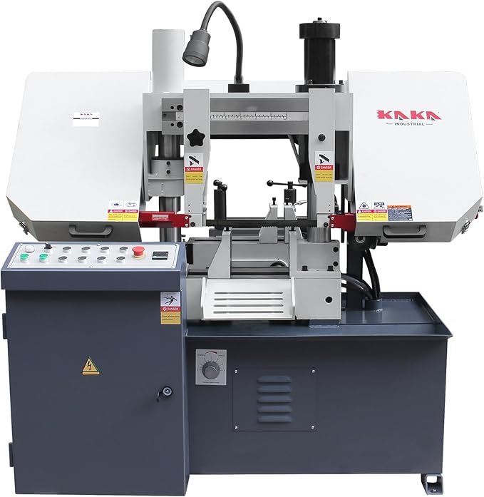 KAKA Industrial Double Column Band Saw 11 Inch Capacity Hydraulic Downfeed Variable Speed Automatic Horizontal Bandsaw for Metal Cutting 220V 3PH TBK-11B
