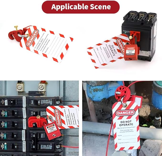 Lockout Tagout Locks - 5 Pack Red Loto Locks with Tags, Keyed Alike Padlock OSHA Compliant Lock Out Tag Out Lock, Safety Padlocks for Electrical Lockout Tag Out Kits