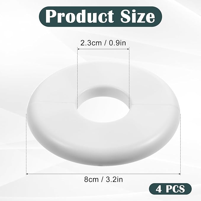 4Pcs Round Wall Plumbing Cover Plates, 29mm Buckle Design Split Flange Escutcheon Plate, Self-Adhesive Round Escutcheon Plumbing Cover Plates for Faucet Bathroom Kitchen Toilet