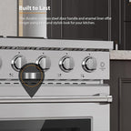 Empava Slide-in & Freestanding Gas Range Stove,4.55 Cu. Ft. Convection Oven Capacity with Mechanical Knobs Control-Heavy Duty Cast Iron Grates 5 Sealed Burners Cooktop, Stainless Steel,30 Inch