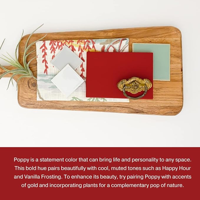 Country Chic All-in-One Chalk Paint for Furniture, Cabinets, Home Decor, Eco-Friendly, Matte Finish, Built-In Primer & Top Coat for Wood, Metal - Poppy (Bright Red) - 4 oz (118 ml)