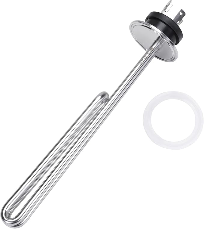 DERNORD 120V 1650W Tri-clamp Foldback Heating Element Stainless Steel Immersion Water Heater with 3-Wire Electrical Locking Plug (2 Inch Tri clamp)