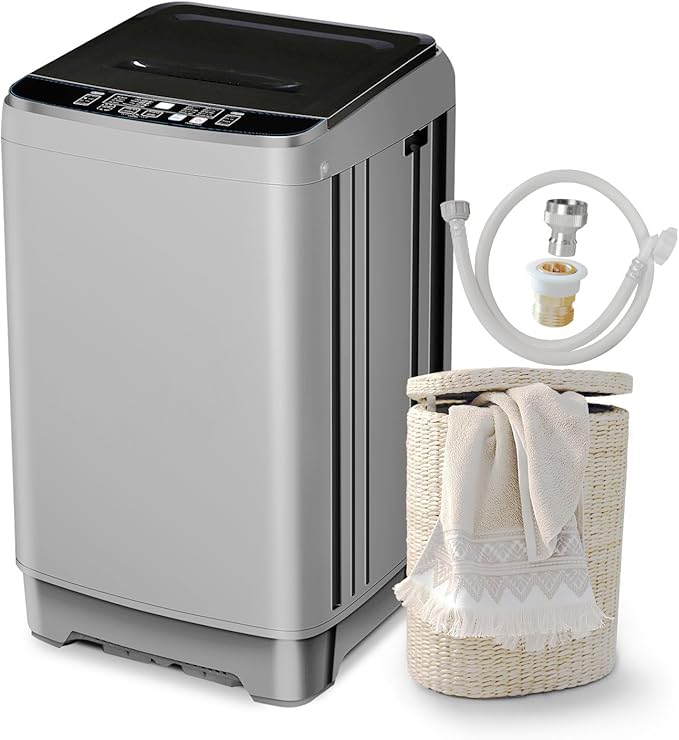 Portable Washing Machine 2.3 Cu. Ft. Full-Automatic Compact Washer Machine for Apartment, 10 Wash Program Small Portable Washer for Dorm, Apartment, RV, Home, Silver