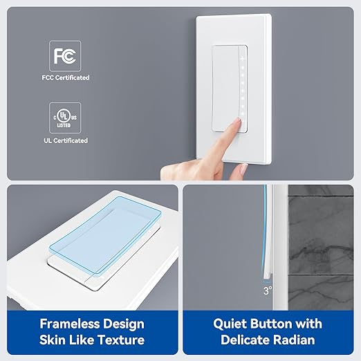 ELEGRP Dimmer Switch, Digital Dimmer Light Switch for LED Lights 150W, INC/HAL 450W, Single Pole LED Dimmer Switch, Needs Neutral Wire, Wall Plate Included, UL Listed, 2 Pack, Matte White