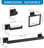 TNOMS Matte Black 10 Pieces Bathroom Hardware Accessories Set Towel Bar Set Towel Holder Racks Set for Bathroom,SUS304 Stainless Steel,Wall Mounted 16-Inch