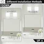 Brushed Nickel Bathroom Light, 2 Light Bathroom Vanity Light Brushed Nickel, Vanity Lamp with Milky White Frosted Glass Shades, E26 Socket