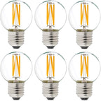 LiteHistory Dimmable g16.5 led Bulb 40W g16 1/2 led Edison Bulb 2700K 4W e26 Globe Light Bulbs for Ceiling Fan,Chandelier,Vanity Light Bulb AC120V 400lm 6Pack