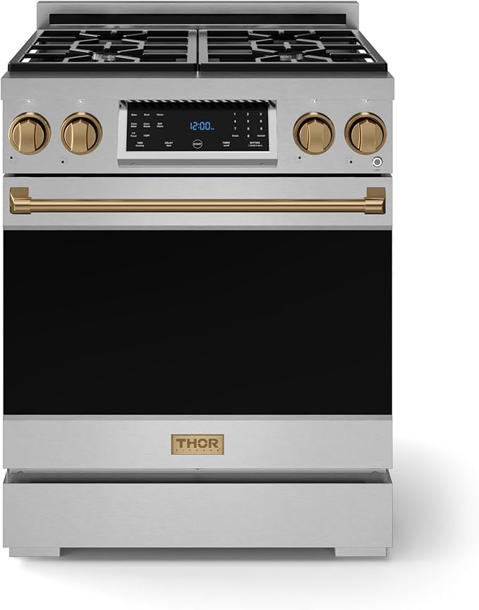 Gordon Ramsay by THOR Kitchen 30 Inch Professional Liquid Propane Range with Tilt Panel Touch Control in Stainless Steel/Bronze