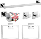 TQKAG 6-Piece Bathroom Towel Bar Sets Polished Chrome 23.6 inch Towel Bar Stainless Steel Towel Ring Coat Hook and Toilet Paper Holder Bathroom Hardware Set Wall Mounted Bathroom Accessories Kit