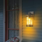 Outdoor Wall Sconces - Exterior Wall Mount Lighting Fixture in Black Finish with Seeded Glass (2 Pack)