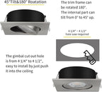 Brushed Nickel Recessed Lights Square 4 inch 6 Pack,Spot Recessed Lights,dimmable, 5CCT Selectable,9W 750LM