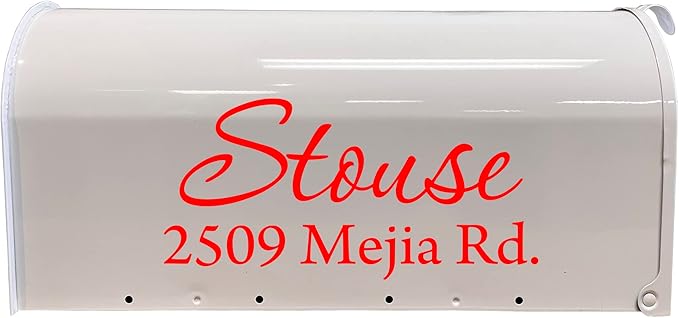 Mailbox Decals Personalized Address and Street Name Outdoor Stickers VWAQ-CMB1 (19 Inch X 9 Inch, Red)