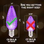 HLO Lighting Set of 500 Purple C9 Faceted LED Christmas Light Bulbs for Indoor & Outdoor Use | Durable Replacement Bulbs