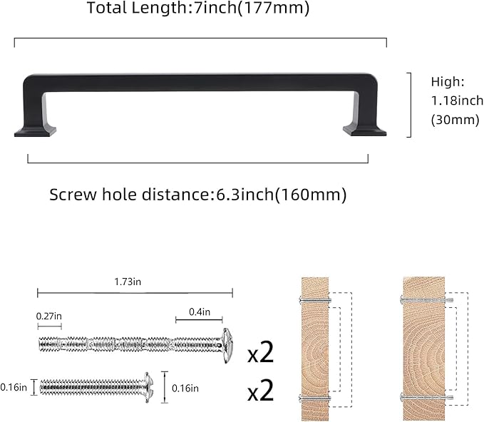 COTYKILEY 10 Pack 6-1/4 Inch(160mm) Oil Rubbed Bronze Cabinet Handles Kitchen Cabinet Pulls Cabinet Door Handles Kitchen Cabinet Hardware Cupboard Drawer Pulls Dresser Handles