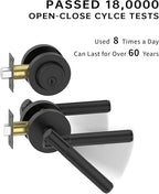 Asidrama Premium Black Zinc-Alloy Front Door Lock Set: Double Cylinder Deadbolt, Heavy Duty Security Handleset for Left/Right Exterior Doors, Universal Entry Locks (2 Pack)