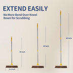 Floor Scrub Brush with Long Handle - 60" Heavy Duty Deck Brush with Stiff Natural Palmyra Bristle for Scrubbing, Outdoor Scrubber Brushes for Cleaning Concrete Floor, Garden, Patio, Shower