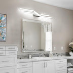 SOLFART Vanity Lights for Bathroom Dimmable Modern Brushed Nickel Bathroom Light Fixtures Over Mirror 32 Inch