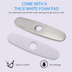 Sink Hole Cover, Escutcheon Plate Stainless Steel Faucet Deck Plate 10 Inch for 1 or 3 Hole Bathroom or Kitchen Sink Faucets Round, Brushed Nickel