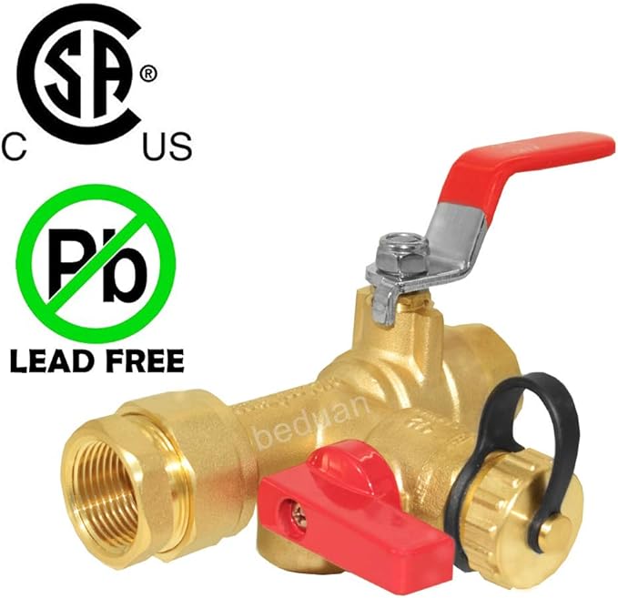 Beduan Water Heater Service Valve Kit 3/4" IPS Isolator Tankless with Pressure Relief Valve, Clean Brass Construction