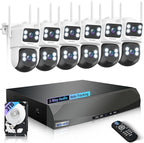 【2-Way Audio & 360° View】 4MP PTZ Security Cameras Wireless Outdoor, WiFi Home Surveillance System, Outside Wireless Security Systems Surveillance DVR Kits