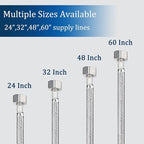 48" Faucet Supply Line,3/8" Comp x 1/2" FIP Flexible Faucet Connector,Stainless Steel Braided Supply Line for Long Distance Use of Faucet Sink, Water Heater, Angle Valve（Plumbers Tape Include）