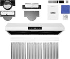 Hauslane Range Hood 36 Inch - Under Cabinet Range Hood, Matte White Hood, Vent Hood 36 Inches, Stove Vent Hood for Kitchen, Kitchen Vent Hoods 36 Inch with LED - Chef Series PS18