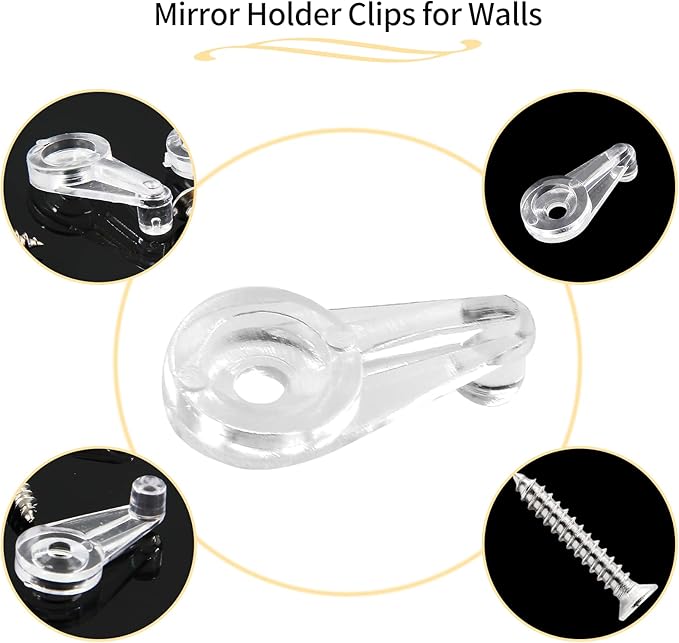 120 Pack Glass Window Retainer Clips - Clear Door Holder Cabinet Panel Bracket Screen Fixing Kit - Mirror Hanging Hardware for Vanity and Window Screen