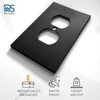 RIO SALTO Modern Metal Matte Black Wall Outlet Cover Outlet Cover Duplex or Light Switch Cover Plug Wall Plate Electric Outlet Covers Black Receptacle Electrical Switch Covers - Midsize 1 Gang