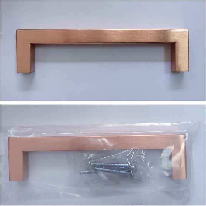 20 Pack Kitchen Cabinet Handles 5 Inch Rose Gold Square Cabinet Pulls Stainless Steel Drawer Handles Dresser Pulls Modern Cabinet Handles Hardware Hole Center 128mm