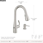 Moen Essie Chrome MotionSense Wave One-Handle Touchless Kitchen Faucet with Pulldown Sprayer and Soap Dispenser, 87014EWC