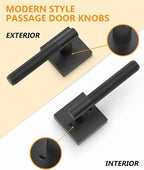 Asidrama 1 Pack Passage Matte Black Door Handles, Door Lever with Door Knobs Indoor for Bedroom or Bathroom, Matte Black Door Handles Interior with Locks for Left Right Sided Doors