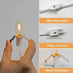 KGC LED Accessory Cord with 3 LED Night Light Bulbs, White Cord with On/Off Switch Plugs - C7 led Bulb Warm White with Spare Fuse for Holiday Decoration and Craft Village House Decoration 1 Pack