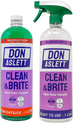 Don Aslett Clean & Brite Set (1 Quart Concentrate and 32 Oz Ready-To-Use Spray Bottle) Floor Cleaner | Restore Natural Shine of Hard Flooring Surface - Tile, Vinyl, Linoleum, Wood