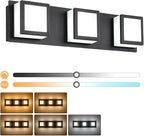3-Light Bathroom Lighting Fixtures Over Mirror (5CCT, Dimmable), Black Led Modern Vanity Light for Bathroom (3000K/3500K/4000K/5000K/6000K)