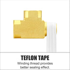 GASHER 1Pc Brass Tee Fitting, 3/8" FNPT x 3/8" FNPTx 3/8" MNPT Pipe Fittings, Male Run Tee