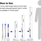 ITTAHO Window Washing Kit with Extension Pole, 10" Squeegee & 11" Microfiber Scrubber Combi with Stainless Steel Pole, Window Cleaner for Car, Sliding Door,Shower Glass Door-Swivel Style-2 Pads