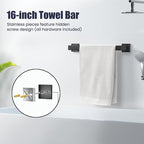 Bathroom Hardware Accessories Set: 12-Pieces Bath Towel Bar Set, Towel Racks for Bathroom Wall Mounted, SUS304 Stainless Steel, Matte Black