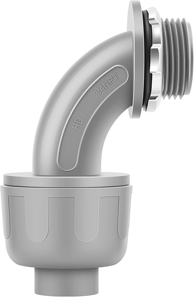 30 PCS 3/4" Liquid Tight Connector NPT Non-Metallic for PVC Electrical Flexible Conduit Angle Fittings - Sturdy, Quick Installation, UL Listed for Home Outdoor Tubes Tools