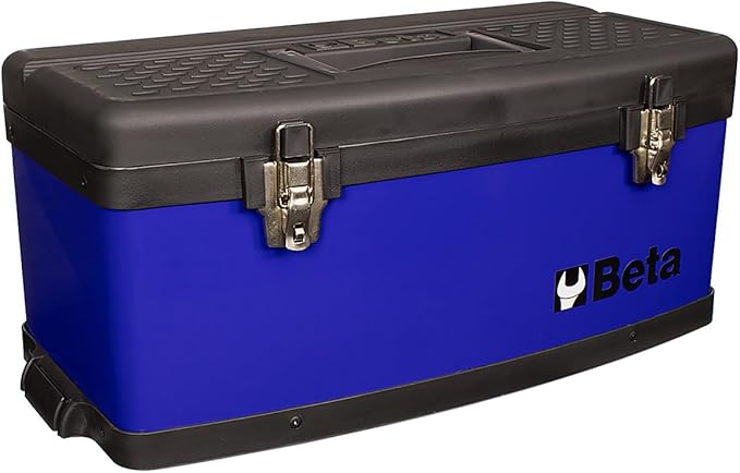 Beta C41H Two-Module Rolling Metal Tool Chest, Detachable Metal Tool Box, Telescopic Handles, Blue