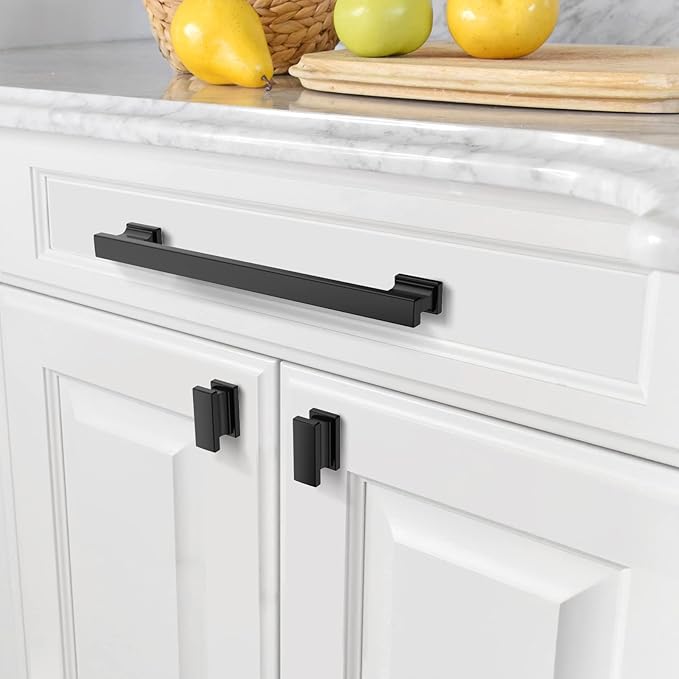 Asidrama 10 Pack 7.5 Inch(192mm) Matte Black Kitchen Cabinet Handles, Cabinet Pulls Kitchen Cabinet Hardware for Cupboard Drawer Pulls