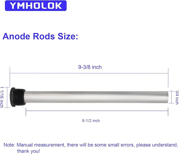 4PC RV Water Heater Anode Rods (9.25" x 3/4" NPT) Magnesium Anode Rod Fit for most of RV Water Heater,for Suburban Models, Suburban & Mor-Flo RV Water Heater parts