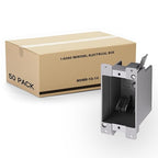 50 PK Old Work Electrical Outlet Box 1 Gang, 14 Cubic Inch Plastic Remodel Drywall Junction Boxes, ETL Listed to UL514C and UL263, Fire Rated for Two Hours