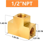 GASHER 3 Pcs Brass Barstock Tee, 1/2" x 1/2" x 1/2" NPT Female Pipe Fittings